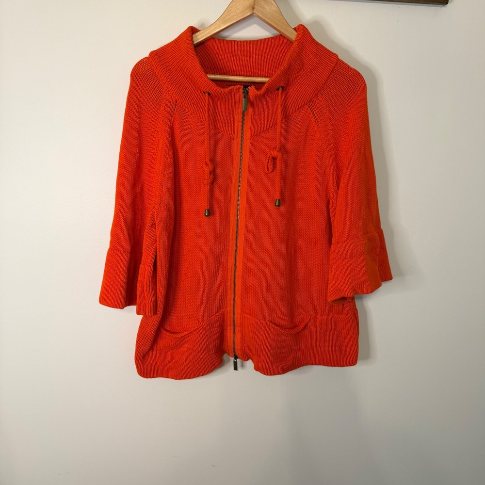 Lane Bryant Orange Cotton Zip Up Cardigan Bell Sleeve Sweater 18/20 Casual Fall